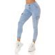 Blugi dama cargo, bleu, din bumbac, cu talia inalta, Akilina Blugi dama cargo, bleu, din bumbac, cu talia inalta, Akilina 2 - jojofashion.ro