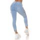 Blugi dama cargo, bleu, din bumbac, cu talia inalta, Akilina Blugi dama cargo, bleu, din bumbac, cu talia inalta, Akilina 3 - jojofashion.ro