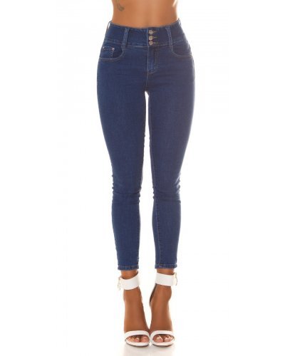 Blugi dama cu push up, albastri, bumbac, cu talia inalta, Oclio Blugi dama, Blugi dama cu push up, albastri, bumbac, cu talia inalta, Oclio - jojofashion.ro