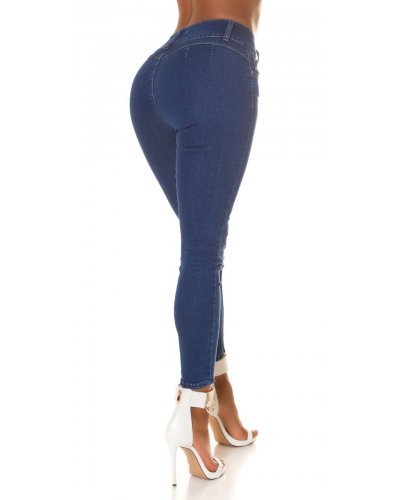 Blugi dama cu push up, albastri, bumbac, cu talia inalta, Oclio Blugi dama, Blugi dama cu push up, albastri, bumbac, cu talia inalta, Oclio - jojofashion.ro