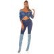 Blugi dama cu push up, albastri, bumbac, cu talia inalta, Oclio 4 - jojofashion.ro