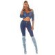 Blugi dama cu push up, albastri, bumbac, cu talia inalta, Oclio 8 - jojofashion.ro