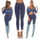 Blugi dama cu push up, albastri, bumbac, cu talia inalta, Oclio 9 - jojofashion.ro