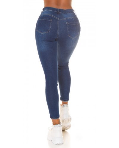 Blugi dama cu push up, albastri, bumbac denim, mulati, cu talia inalta, Dupliq Blugi dama, Blugi dama cu push up, albastri, bumbac denim, mulati, cu talia inalta, Dupliq - jojofashion.ro