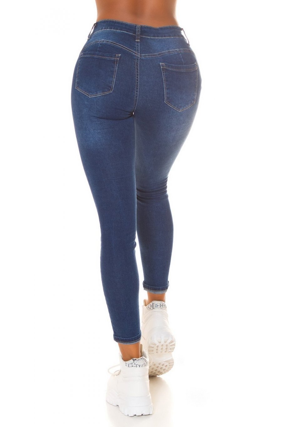 Blugi dama cu push up, albastri, bumbac denim, mulati, cu talia inalta, Dupliq 2 - jojofashion.ro