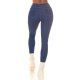 Blugi dama cu push up, albastri, din bumbac, cu talia inalta si nasturi, Amedal 4 - jojofashion.ro