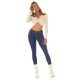 Blugi dama cu push up, albastri, din bumbac, cu talia inalta si nasturi, Amedal 7 - jojofashion.ro