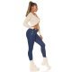 Blugi dama cu push up, albastri, din bumbac, cu talia inalta si nasturi, Amedal 8 - jojofashion.ro