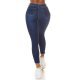 Blugi dama cu push up, albastri, din denim, mulati, cu talia inalta, Krazy 3 - jojofashion.ro