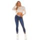 Blugi dama cu push up, albastri, din denim, mulati, cu talia inalta, Krazy 6 - jojofashion.ro