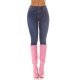 Blugi dama cu talia inalta, din bumbac, albastri, Gracy 2 - jojofashion.ro