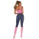 Blugi dama cu talia inalta, din bumbac, albastri, Gracy 8 - jojofashion.ro