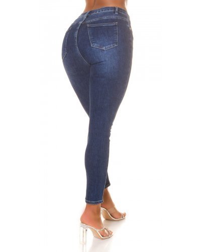 Blugi dama skinny, albastri, din bumbac, cu talia inalta, Agafya Blugi dama, Blugi dama skinny, albastri, din bumbac, cu talia inalta, Agafya - jojofashion.ro