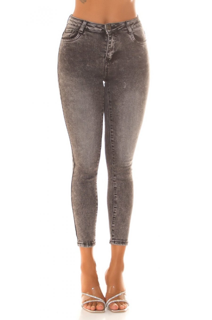 Blugi dama skinny cu push up, negri, bumbac, cu talia inalta, Amerie 1 - jojofashion.ro