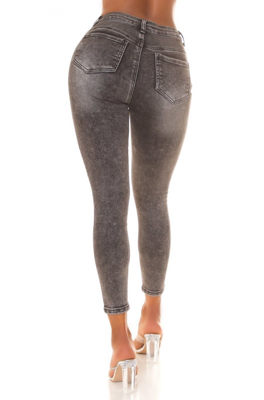 Blugi dama skinny cu push up, negri, bumbac, cu talia inalta, Amerie 2 - jojofashion.ro
