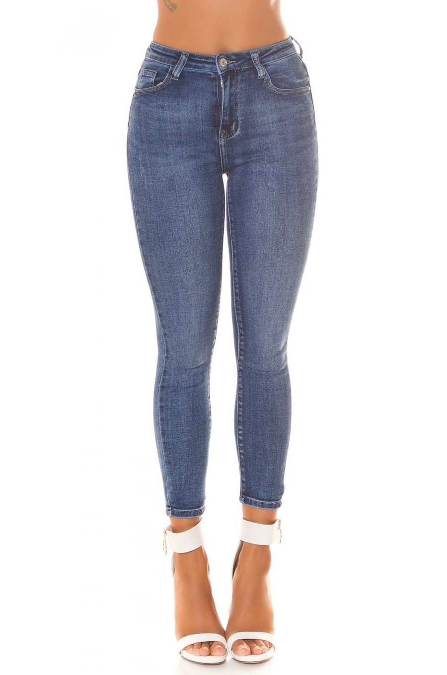 Blugi dama stretch, skinny, albastri, din bumbac, Koelle 1 - jojofashion.ro