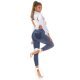 Blugi dama stretch, skinny, albastri, din bumbac, Koelle 7 - jojofashion.ro