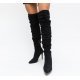 Cizme inalte cu toc inalt din piele neagra eco intoarsa Sanda 2 - jojofashion.ro
