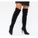 Cizme inalte cu toc inalt din piele neagra eco intoarsa Sanda 4 - jojofashion.ro