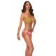 Costum de baie doua piese roz somon si verde cu franjuri Otniela 3 - jojofashion.ro