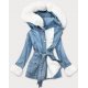 Geaca dama denim albastru si blanita alba Sanjar 2 - jojofashion.ro