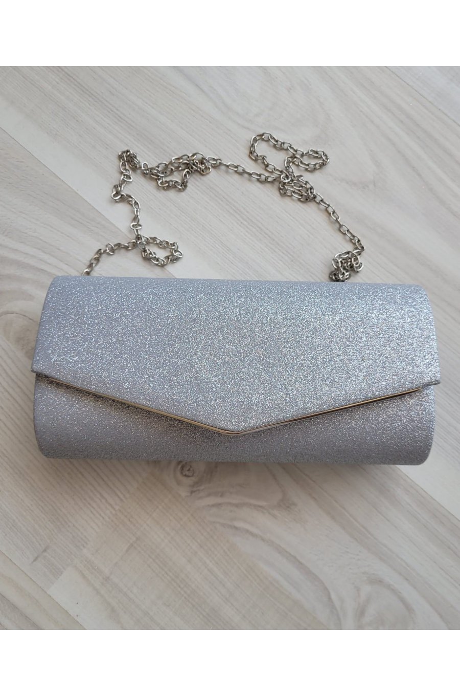 Geanta plic argintie glitter Diva Geanta plic argintie glitter Diva 2 - jojofashion.ro