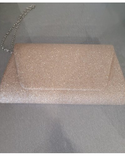 Geanta plic glitter sampanie aurie Franca Genti dama, Geanta plic glitter sampanie aurie Franca - jojofashion.ro