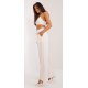 Pantaloni dama evazati, casual, ecru cu dungi subtiri, Cynane Pantaloni dama evazati, casual, ecru cu dungi subtiri, Cynane 4 - jojofashion.ro