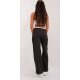 Pantaloni dama evazati, casual, negri cu dungi subtiri, Cynane 5 - jojofashion.ro