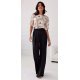 Pantaloni dama negri, din satin, evazati, eleganti, ElsaR 4 - jojofashion.ro