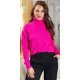 Pulover dama tricotat, scurt, vascoza roz fucsia, cu guler inalt, Dayana Pulover dama tricotat, scurt, vascoza roz fucsia, cu guler inalt, Dayana 2 - jojofashion.ro