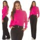 Pulover dama tricotat, scurt, vascoza roz fucsia, cu guler inalt, Dayana Pulover dama tricotat, scurt, vascoza roz fucsia, cu guler inalt, Dayana 7 - jojofashion.ro