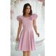 Rochie baby doll scurta roz prafuit din vascoza cu volan la maneca Samuela 4 - jojofashion.ro
