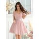 Rochie babydoll scurta roz prafuit din tulle cu umerii goi Cayenne 2 - jojofashion.ro