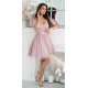 Rochie babydoll scurta roz prafuit din tulle cu umerii goi Cayenne 4 - jojofashion.ro