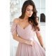 Rochie babydoll scurta roz prafuit din tulle cu umerii goi Cayenne 5 - jojofashion.ro