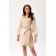 Rochie din satin bej scurta cu maneca lunga petrecuta Labonita 2 - jojofashion.ro