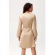 Rochie din satin bej scurta cu maneca lunga petrecuta Labonita 3 - jojofashion.ro