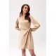 Rochie din satin bej scurta cu maneca lunga petrecuta Labonita 4 - jojofashion.ro