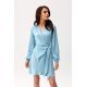 Rochie scurta din satin bleu cu maneca lunga petrecuta Labonita 2 - jojofashion.ro