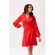  Rochie de ocazie scurta, din satin, rosie, cu maneca lunga, petrecuta, Labonita 2 - jojofashion.ro