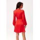  Rochie de ocazie scurta, din satin, rosie, cu maneca lunga, petrecuta, Labonita 3 - jojofashion.ro