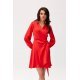  Rochie rosie din satin scurta cu maneca lunga Labonita 4 - jojofashion.ro