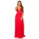 Rochie de seara eleganta lunga cu paiete rosii pe bust Sevda 2 - jojofashion.ro