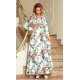 Rochie alba lunga cu flori multicolore cu maneca lunga suprapusa Rosella 2 - jojofashion.ro