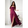 Rochie lunga burgundy cu umerii goi vaporoasa Katiya