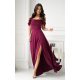 Rochie lunga burgundy cu umerii goi vaporoasa Katiya 2 - jojofashion.ro