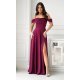 Rochie lunga burgundy cu umerii goi vaporoasa Katiya 4 - jojofashion.ro