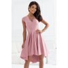 Rochie midi cu dantela roz pudrat asimetrica Ivy