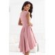 Rochie midi cu dantela roz pudrat asimetrica Ivy 3 - jojofashion.ro